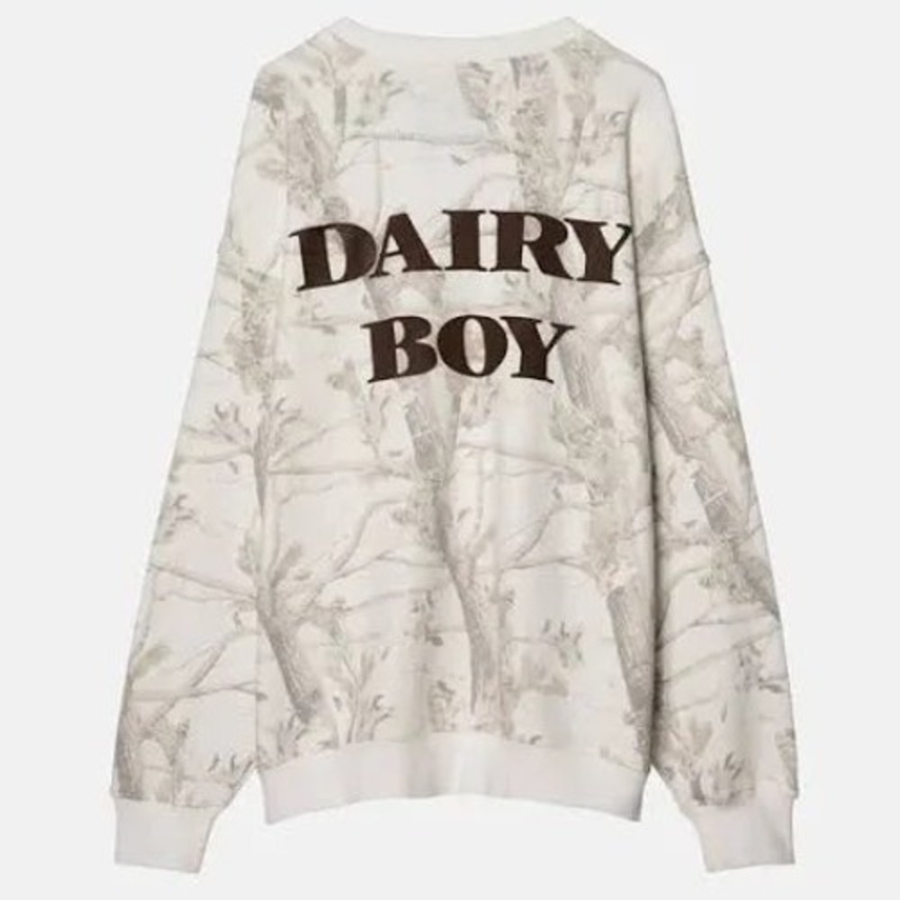 Dairy Boy woodland Camo puff print XL Oversized Crewneck Sweatshirt pullover